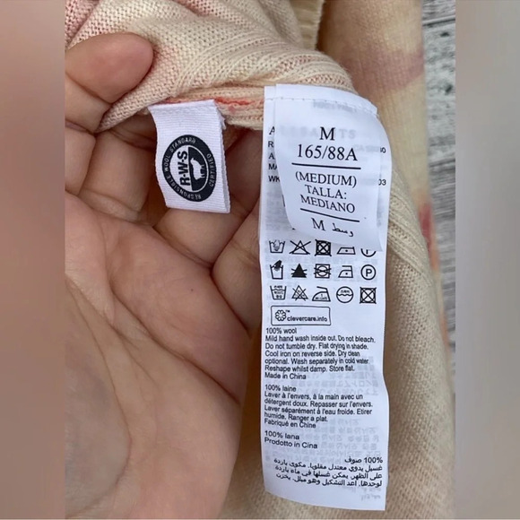 Allsaints Marea Tie Dye Cardigan Sweater Merino Wool Rainbow Pink Cream New M - Picture 12 of 16